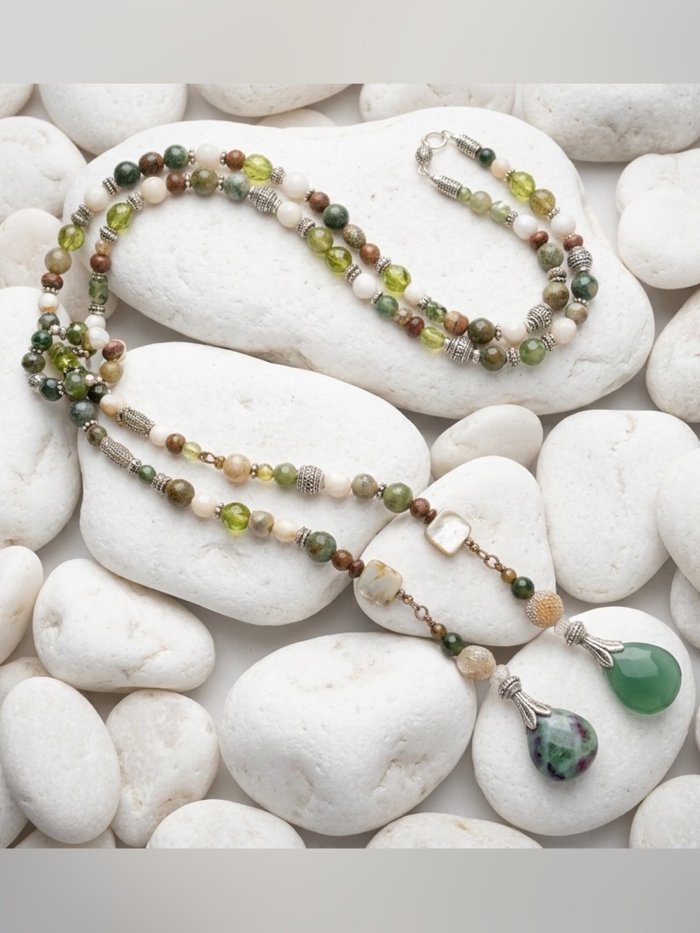 Multi Gemstone Lariat Necklace